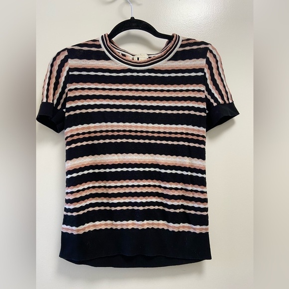 Kate Spade, New York black stripes, short sleeve sweater size women’s medium - Picture 3 of 6